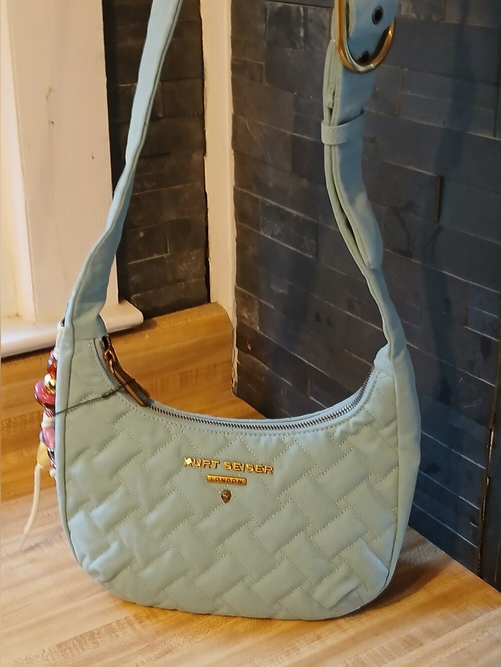 Kurt Geiger NWT Denim Shoulder Bag W/Bag Charm & Dustbag